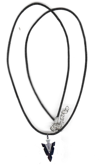 24-INCH BLACK CORD BRIGHT SP ARROWHEAD NECKLACE (please read description)