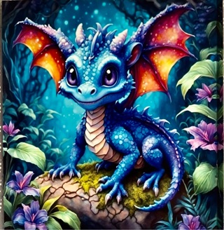 Cute dragon - 4 x 4” MAGNET - GIN ONLY