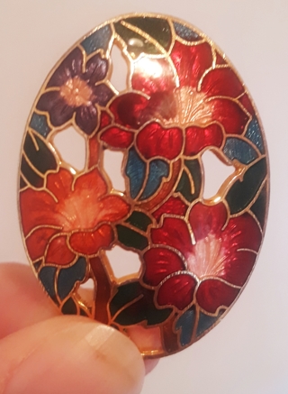 Beautiful Floral Cloisonne Brooch/Pin