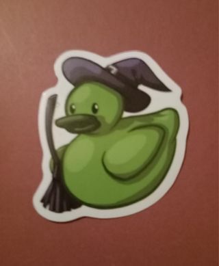 Witch with a broom duck sticker #28