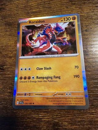 pokemon koraidon holo rare card 124/198