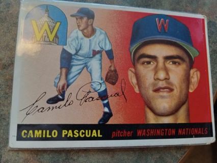 1955 T.C.G. CAMILO PASCUAL WASHINGTON NATIONALS VINTAGE BASEBALL CARD# 84