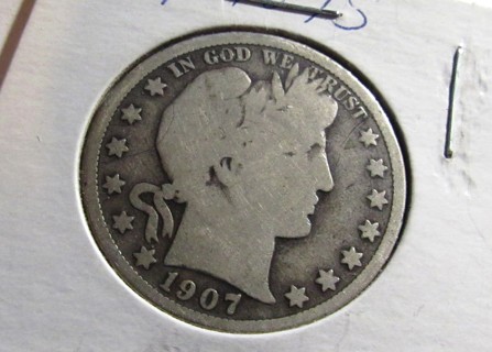 ★★ 1907-S BARBER HALF DOLLAR G/G ★★ **BETTER DATE** "90% SILVER"