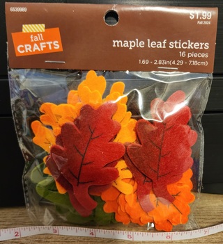 RESERVED - NEW - Fall Crafts - Felt Maple Leaf Stickers - 16 in package