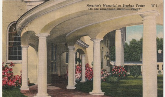 Vintage Used Postcard: (m): 1956 Stephen Foster Memorial, On the Suwannee River, FL