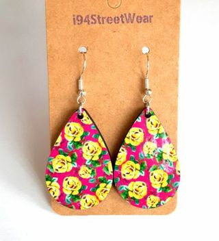 Yellow Roses Teardrop Earrings B-15