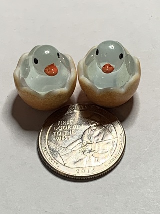 EGG SHELL DUCKS~#6~BLUE~SET OF 2~GLOW IN THE DARK~FREE SHIPPING!