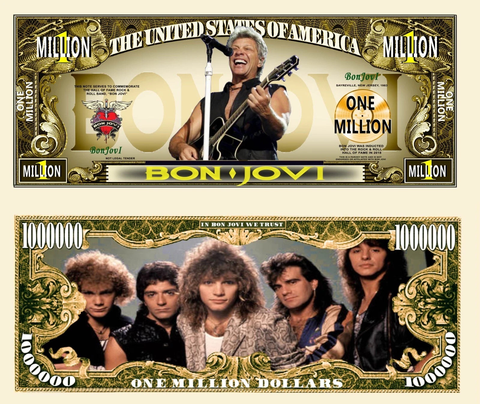 Free: Bon Jovi band Million Dollar Bill Play Funny Money Novelty Note