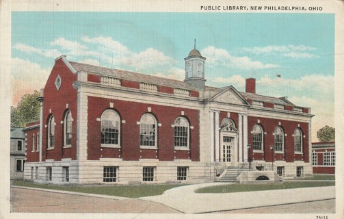 Vintage Used Postcard: u: 1947 Greetings from Nebraska1933 Public Library, New Philadelphia, OH