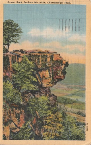 Vintage Used Postcard: (x): 1942 Sunset Rock, Lookout Mountains, Chattanooga, TN