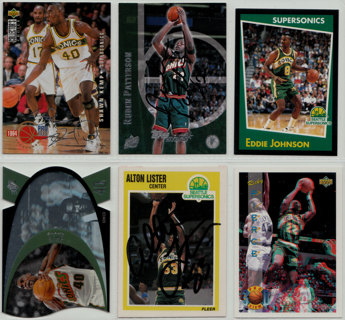 2 Seattle SuperSonics autographs + 4 bonus cards