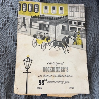 1963 Menu from Old Original Bookbinder’s 