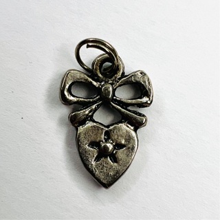 Silver Heart & Bow Pendant Charm 