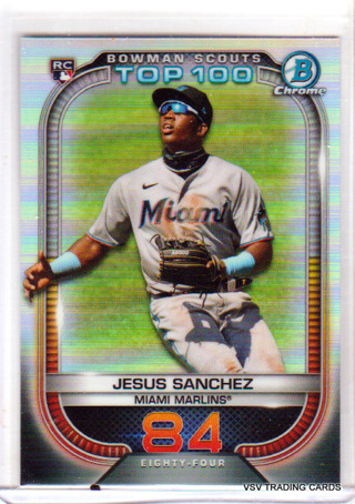 Jesus Sanchez,   2021 Bowman Chrome   Top 100 ROOKIE Card #84,  Miami Marlins,   (EL4)