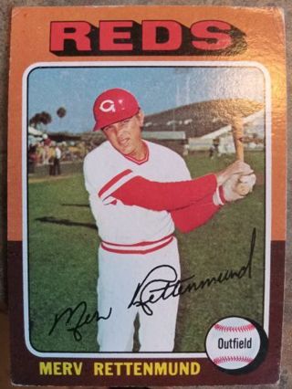 1975 TOPPS MERV RETTENMUND CINCINNATI REDS BASEBALL CARD# 369