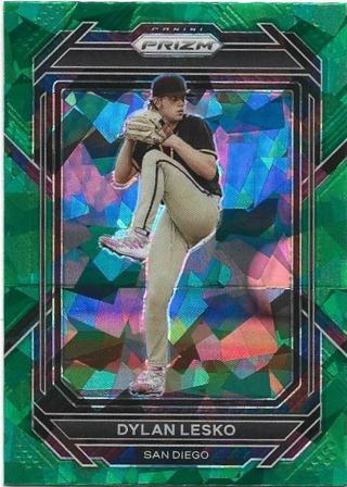 2023 PRIZM DYLAN LESKO GREEN CRACKED ICE PRIZM REFRACTOR ROOKIE CARD