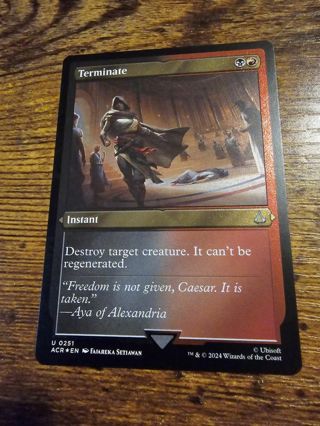 Magic the gathering mtg Terminate etched foil card Assassins Creed