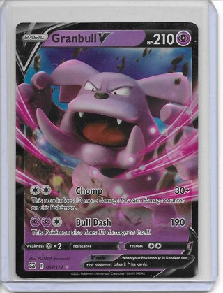 Pokemon Sword & Sheild Brilliant Stars Set Granbull V Holo Card