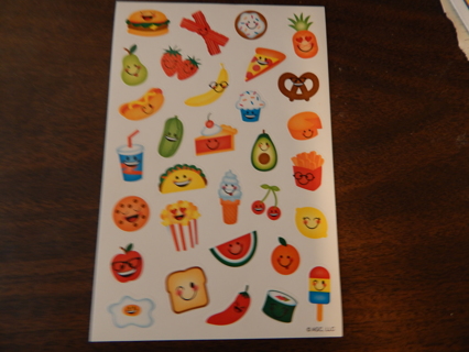 Darling sheet of Colorful FUN FOODS variety stickers--NEW