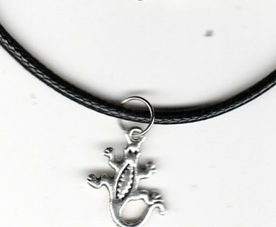 24 inch Black Cord Gecko Necklace (PLEASE READ DESCRIPTION)