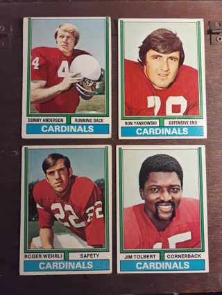 (4) 1974 TOPPS VINTAGE Team: St. Louis Cardinals FB