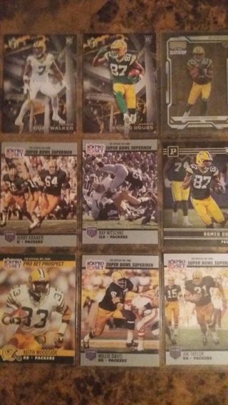 set of 9 green bay packers football cards free shipping