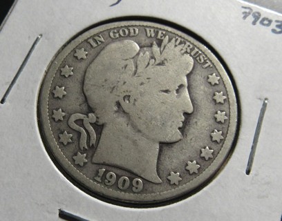 ★★ 1909-S BARBER HALF DOLLAR VG ★★ **90% SILVER** "BETTER DATE"