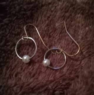 Pearl hoop g.p. hook earrings