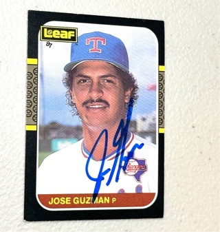 Autographed 1987 Leaf/Donruss Texas Rangers Baseball Card #50 Jose Guzman