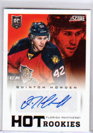 Quinton Howden, 2013-14 Panini Score HOT ROOKIES AUTOGRAPHED Hockey Card #641, Florida Panthers, (L3