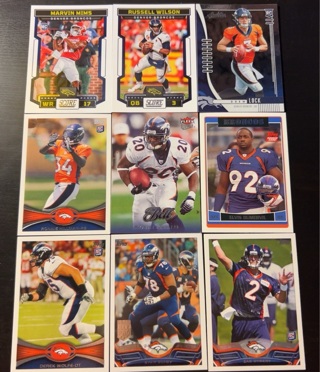 9 Denver Broncos football cards 