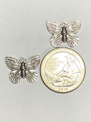 BUTTERFLY CHARMS~#8~SILVER~SET OF 2 CHARMS~SET 3~FREE SHIPPING!