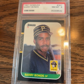 1987 Donruss Baseball Barry Bonds PC. PSA &