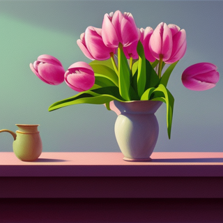 Listia Digital Collectible: Pink Tulips In A Vase