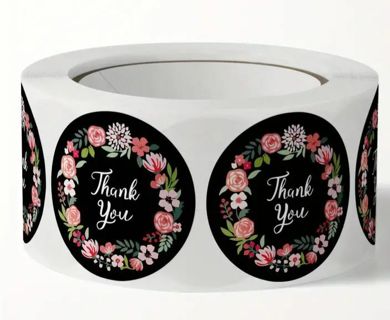 ↗️⭕BUNDLE SPECIAL⭕(50) 1" FLORAL THANK YOU STICKERS!!⭕