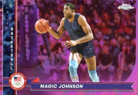 2024 Topps Chrome Olympics Magic Johnson Pink Refractor #187