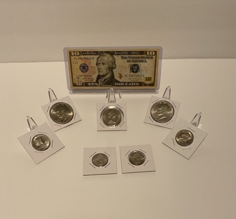 2017-A $10 Uncirculated Federal Reserve Banknote & Coin Lot of (7)