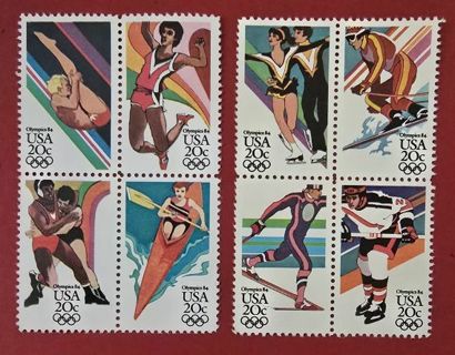 Two Blocks 4 each Mint. 20 Olympic US Postage Stamps