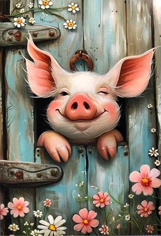 Adorable Pig - 3 x 5” MAGNET - GIN ONLY