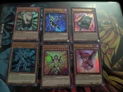 6 Mint Condition Ultra Rare Holo Yugioh cards