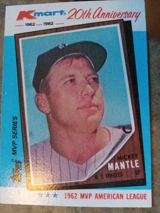 1982 TOPPS/KMART- 1962 MVP MICKEY MANTLE NEW YORK YANKEES BASEBALL CARD