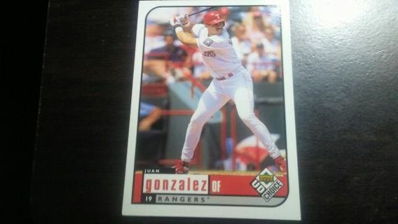 1999 UPPER DECK CHOICE JUAN GONZALEZ TEXAS RANGERS BASEBALL CARD# 152