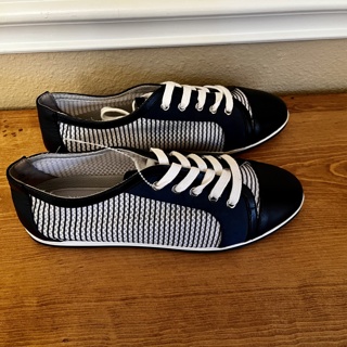 Women's Navy Blue White Striped Aerosoles Fashion Sneakers Shoes - Size 8M