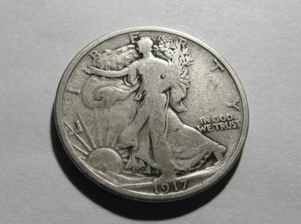  ★★ 1917 WALKING LIBERTY HALF DOLLAR VG-F ★★ **90% SILVER** "BETTER DATE"