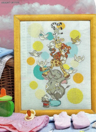 Brand New X Stitch Pattern~"Height of Fun"~An Acrobatic Stack of Cute Animals~Free Ship