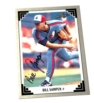 Autographed 1991 Leaf Montreal Expos Baseball Card #318 Bill Sampen