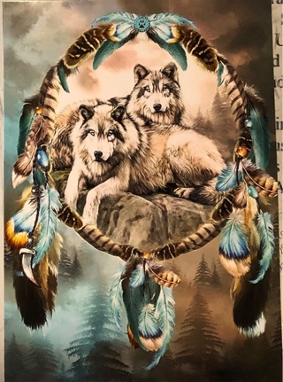 Beautiful Wolf Dream Catcher - 3 x 5” MAGNET - GIN ONLY