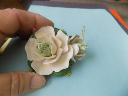 3 inch white rose in 3D fine porcelain ornament