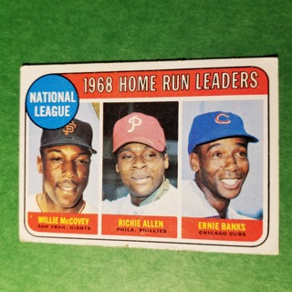 1969 - TOPPS EXMT - NRMT BASEBALL - CARD NO. 6 - N.L. 1968 HOME RUN LEADERS - BANKS, McCOVEY