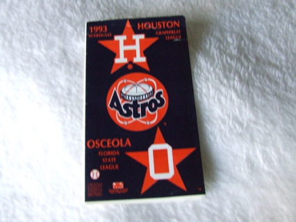 1993 Houston/Osceola Astros Pocket Baseball Preseason Schedule 